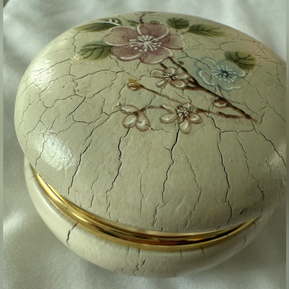 Vintage Italian Wood Crackled Jewelry box